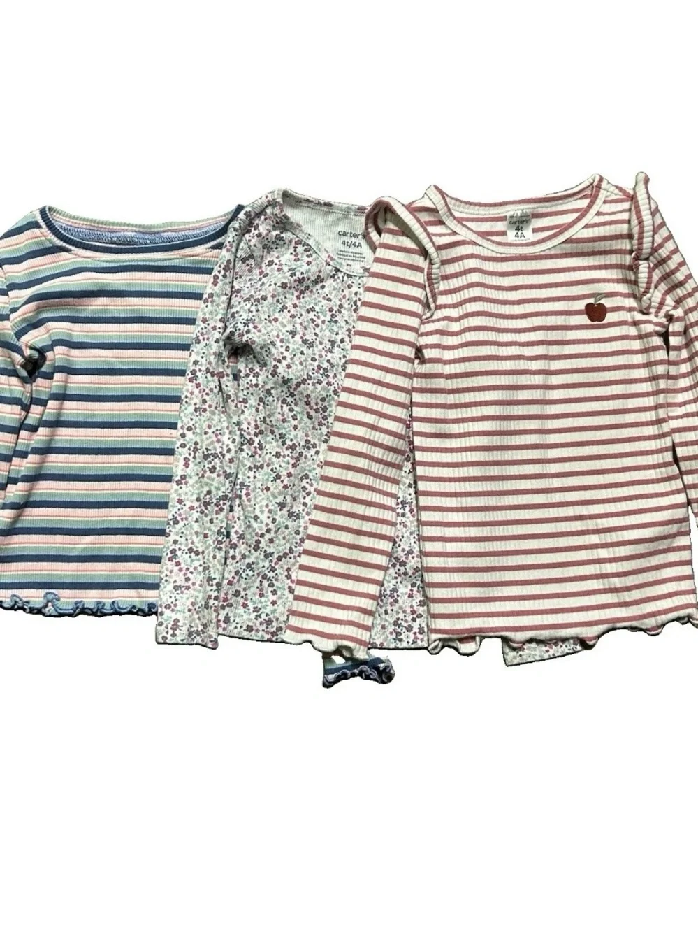 Toddler Girl Ribbed Long Sleeve Floral Shirts Size 3T